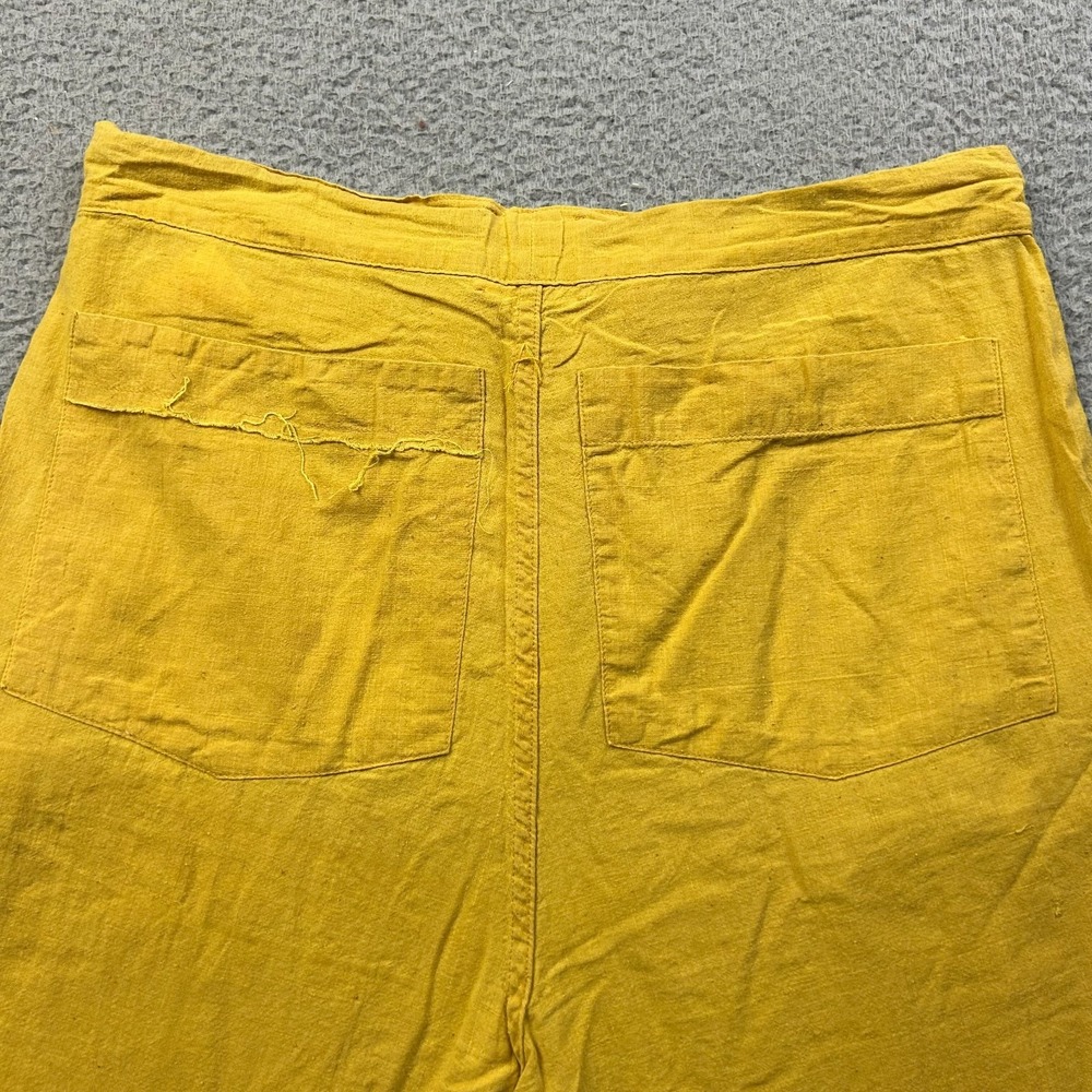 AIREI Mens Yellow Khadi Drawstring Trousers Cotton Wide Leg 100% Cotton XS - Picture 5 of 13